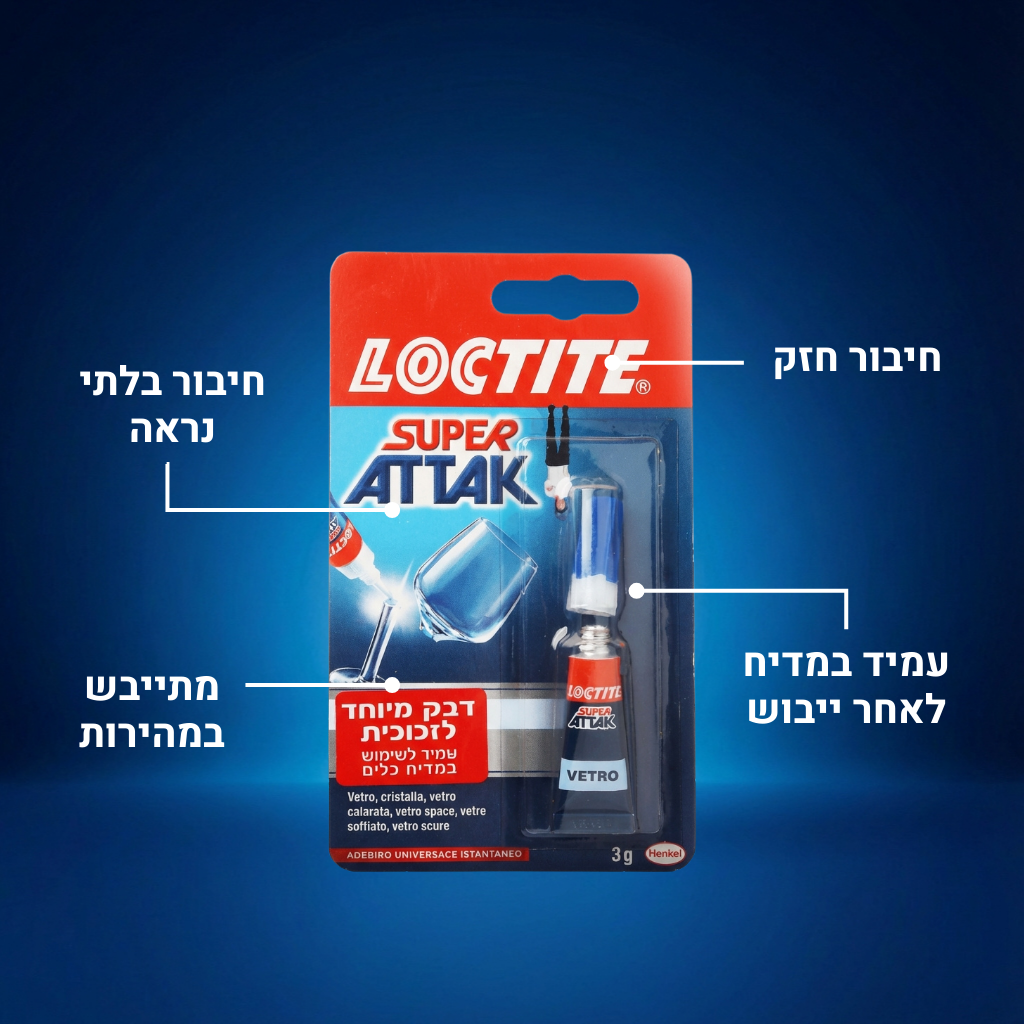 לוקטייט - גלס בונד - דבק לזכוכית