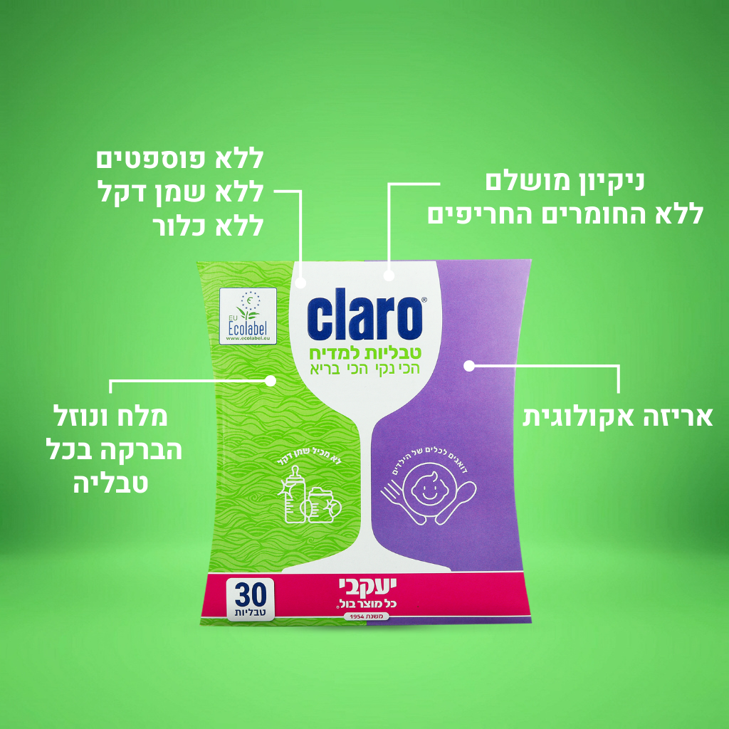 קלרו- טבליות למדיח - לכלים של הילדים 30 יח'