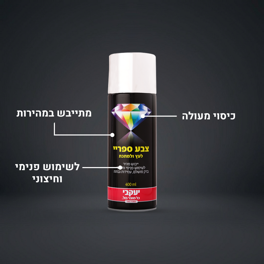 ספריי צבע דו איט - לעץ מתכת ועוד - לבן 40 400 מ״ל / מבריק