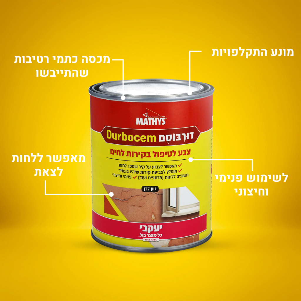 דורבוסם - צבע מיוחד לקירות מתקלפים ולחים 1.0 ליטר